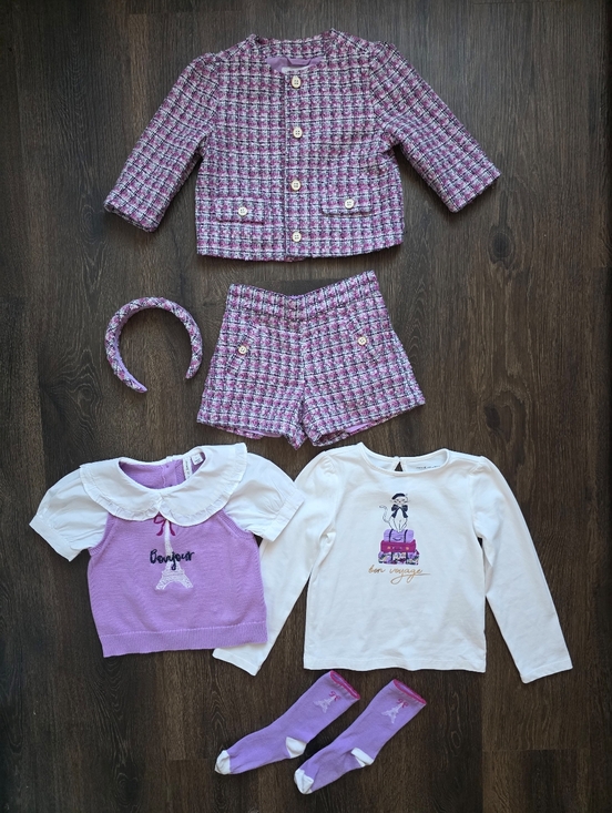 Janie and Jack Other - Janie & Jack lilac boucle Paris 6-pc outfit set